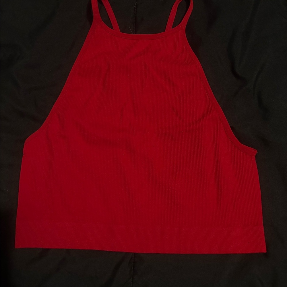 Bozzolo Vibrant Red Ribbed Crop Top
